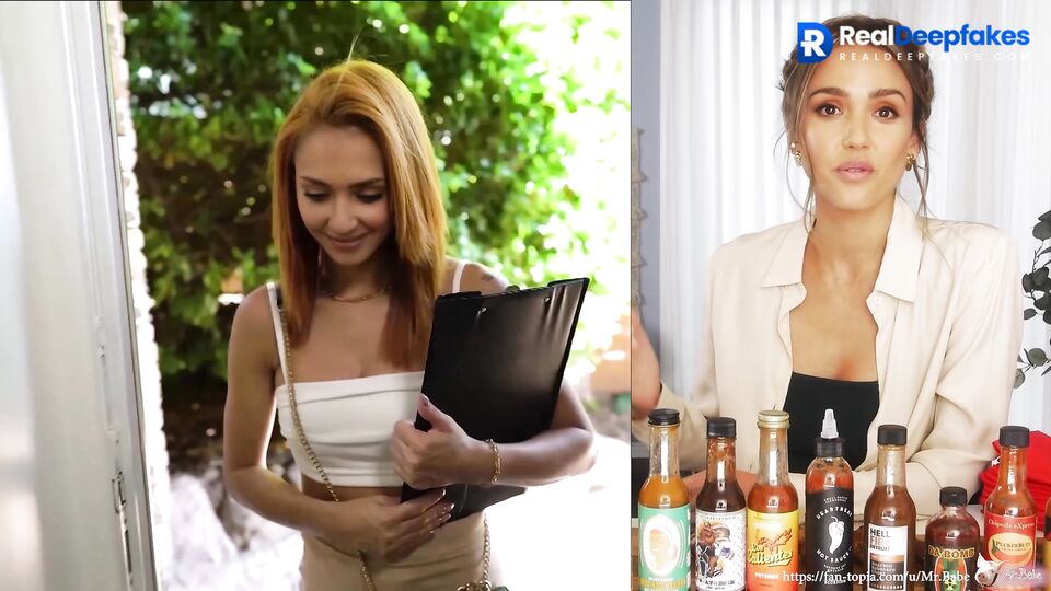 Hot secretary Jessica Alba ends up fucking her boss / fake porn